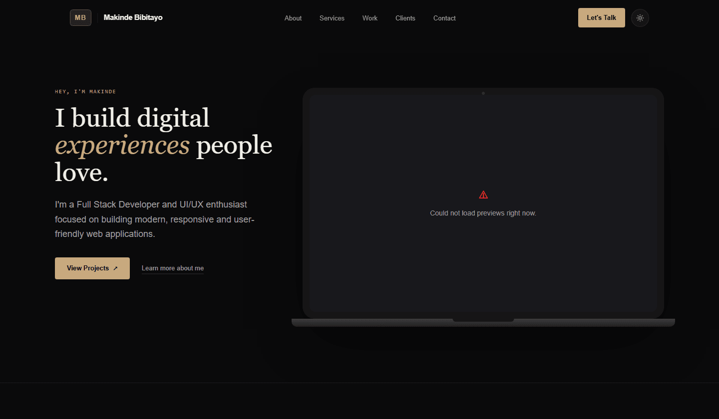 Makinde Bibitayo website preview